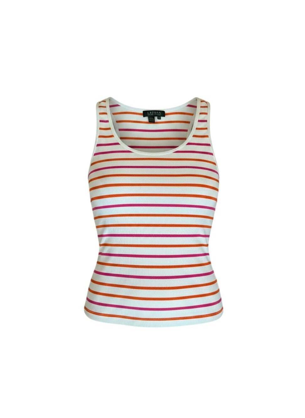 Lauren Ralph Lauren Striped Ribbed Tank Top Coastal Grandma Preppy Size L